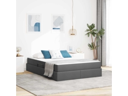 Vidaxl Cama com Arrumação e Colchão Cinza Escuro 140 X 200 Cm