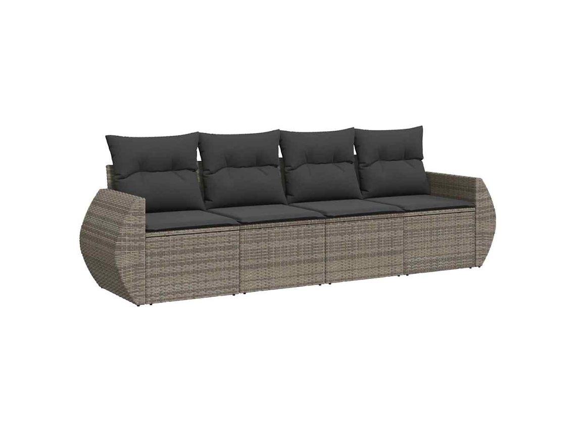Conjunto de 4 Sofás de Jardim com Almofadões Vime Pe Cinzento MAISON EXCLUSIVE (4 pcs)