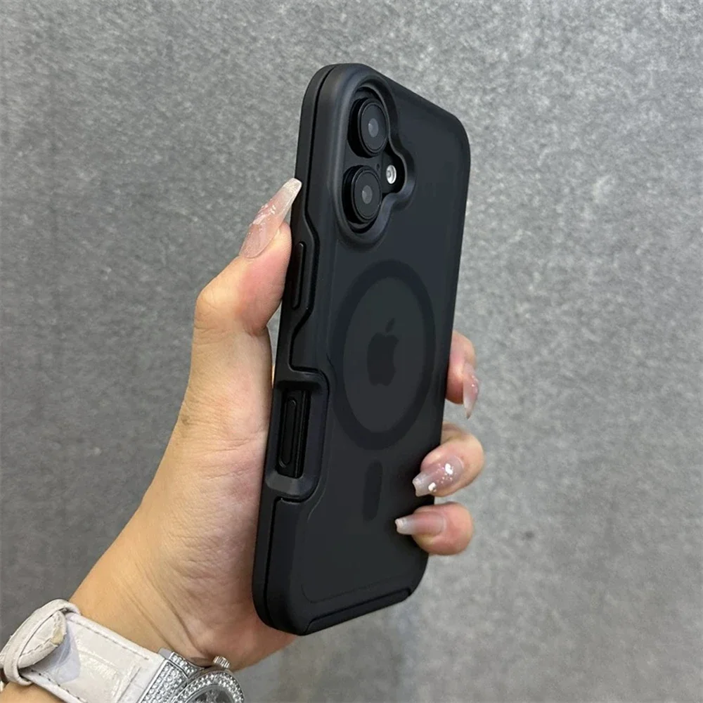Capa Magnética Fosca Para Celular (preto 16 Pro), Capa Traseira À Prova De Choque