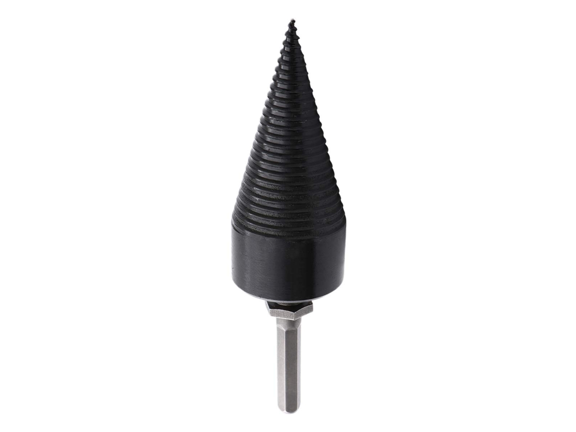 Broca Para Rachar Lenha, Tamanho P, Haste Hexagonal De 8 Mm Em Aço Preto | Design Com Ranhuras