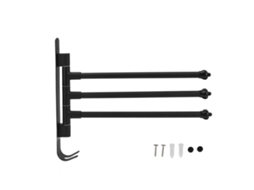 Cabide De Toalha Giratório Aço Inoxidável, Preto, Barra Giratória 3 Braços Para Guarda-roupa Banheiro