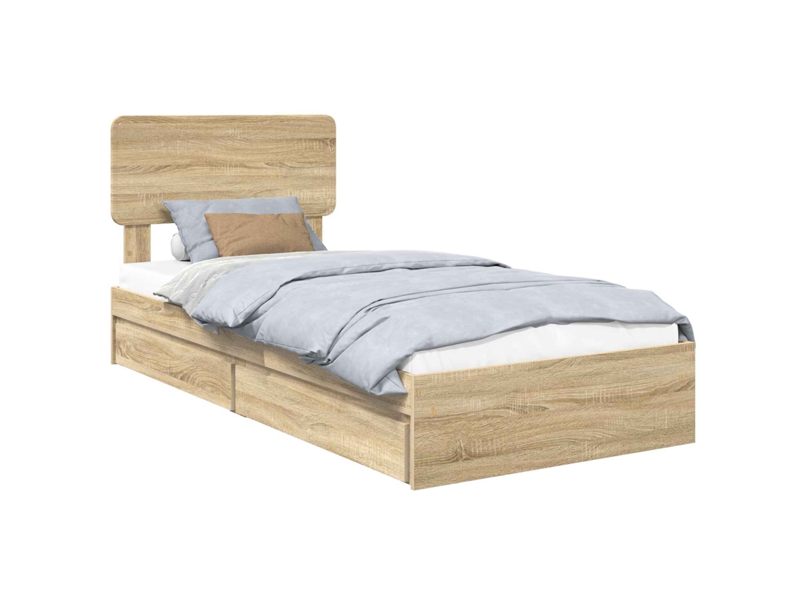 Cama com Armazenamento com Gaveta Carvalho Sonoma 100x200 cm MAISON EXCLUSIVE