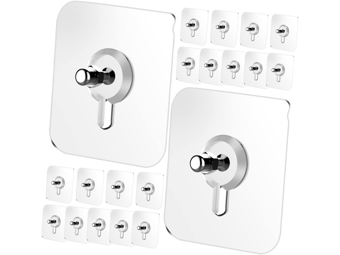 Amosfun 20 Peças Ganchos De Parede Autoadesivos Com Parafuso, Em Liga Acrílica, Resistentes E Com Alta Capacidade De
