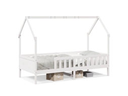 Cama Infantil Formato de Casa Pinho Maciço Branco MAISON EXCLUSIVE (90x200 cm)