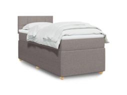 Vidaxl Cama Com Molas/colchão 90x200 Cm Tecido Castanho-acinzentado