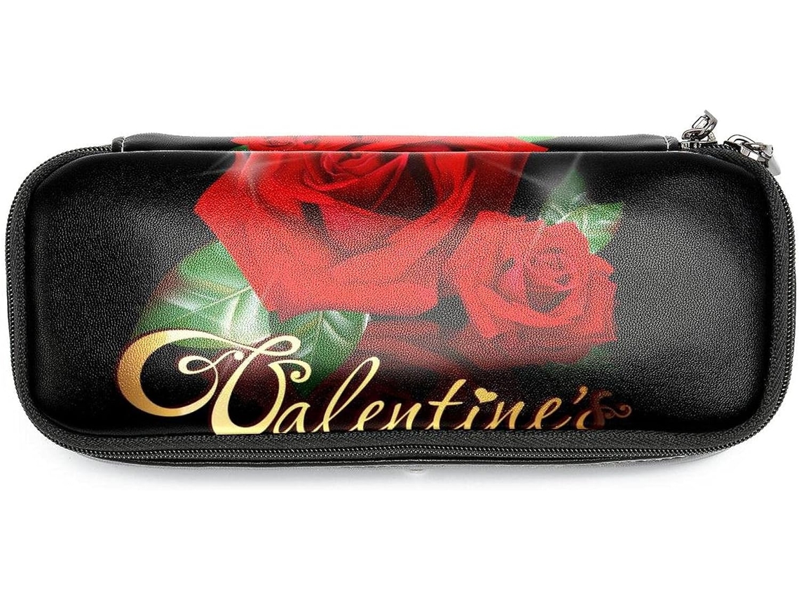 Estojo grande para lápis com estampa de rosas ou Dia dos Namorados, organizador de maquiagem, ideal para a escola.