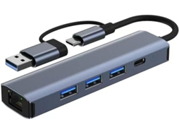 Hub Usb 5 Em 2 Com Ethernet, Transferência De Dados Alta Velocidade