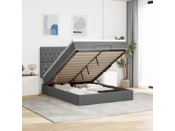 Vidaxl Estrutura Cama Otomana Colchão 140x200cm Tecido Cinzento Escuro