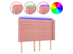 Cabeceira de Cama com Luzes Led Veludo Rosa MAISON EXCLUSIVE (147x16x118 cm)