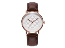 Relógio feminino de quartzo com pulseira de couro PU marrom e numerais romanos da Zhoulianfa