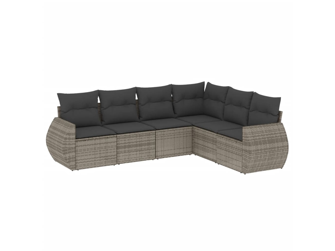 Conjunto de 6 Sofás de Jardim com Almofadões Vime Cinzento MAISON EXCLUSIVE (80x200 cm)