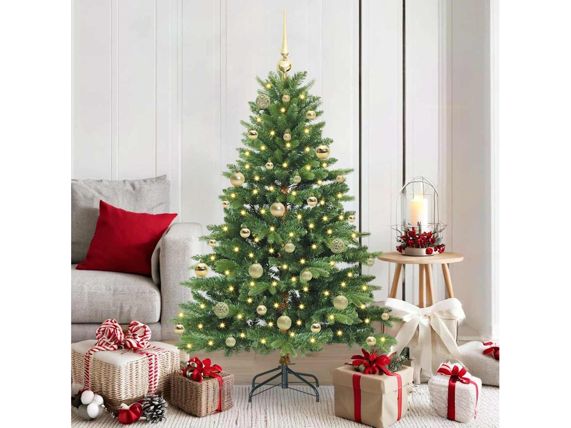 Vidaxl Árvore de Natal Artificial com 150 Leds Verde 150 Cm Pe e Pvc