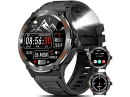 Smartwatch Kt76 Robusto Masculino De 1,53 Polegadas Com Luz Led Forte 3 Modos De Lanterna 500mah - Preto