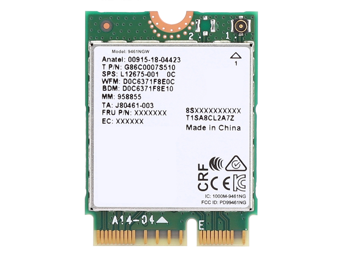 Placa De Rede Sem Fio (bluetooth 5.0 Wifi 2.4g/5g) Intel 9461ngw M.2 Placa De Rede Sem Fio 433m