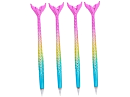 Conjunto De 4 Canetas Esferográficas Nuobesty Com Estampa Sereia,