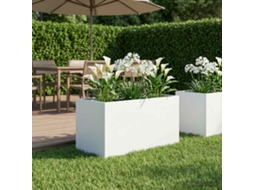 Vidaxl Vaso De Jardim Branco 80 X 50 X 50 Cm Aço Laminado A Frio