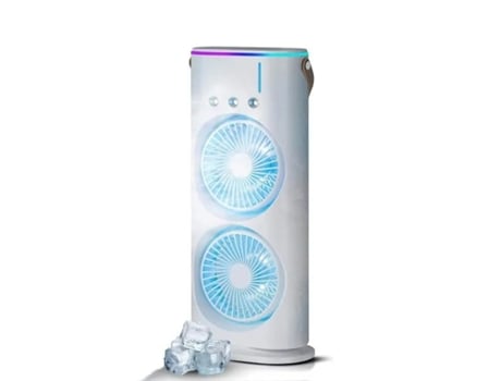 Ventilador portátil Onlike con nebulización, cabezal doble y luz LED que enfría como el aire acondicionado