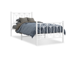 Estrutura de Cama com Cabeceira e Pés 75x190 cm Metal Branco MAISON EXCLUSIVE