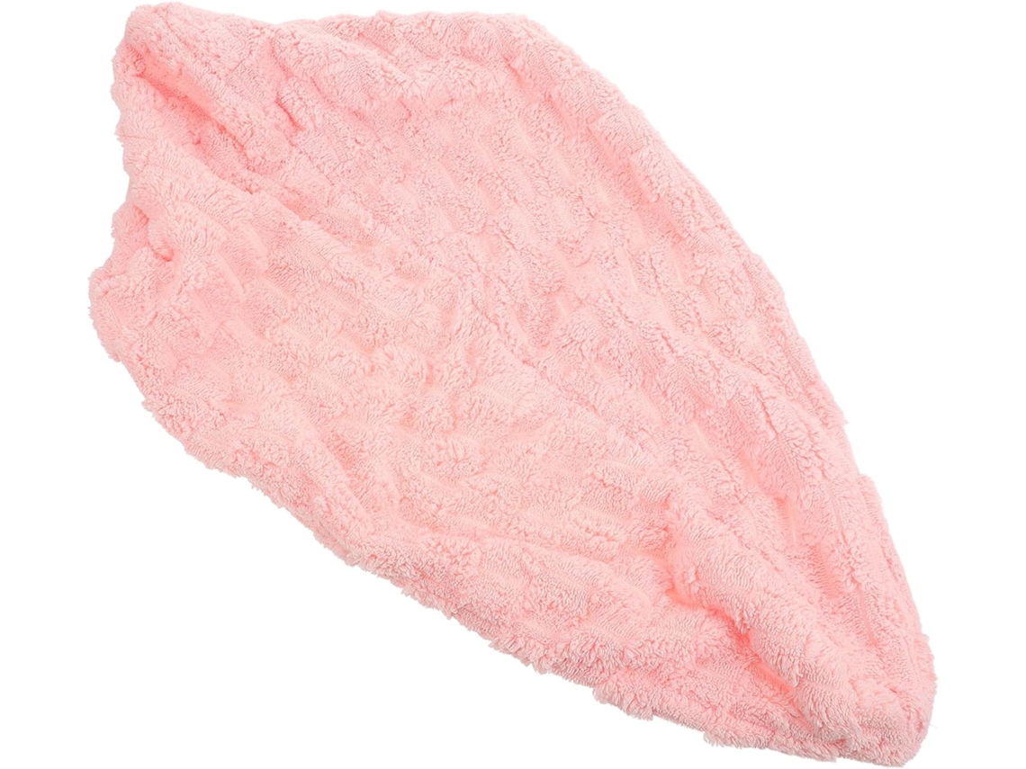 Touca De Cabelo Elegante Rosa Com Forro De Lã Absorvente Para Secagem Rápida. Coral.