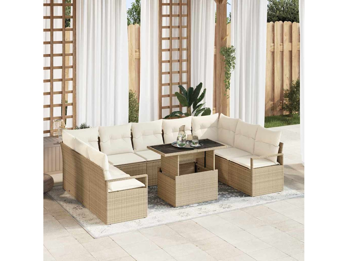 Vidaxl Conjunto De Sofá De Jardim 10 Unid. 9-número De Lugares