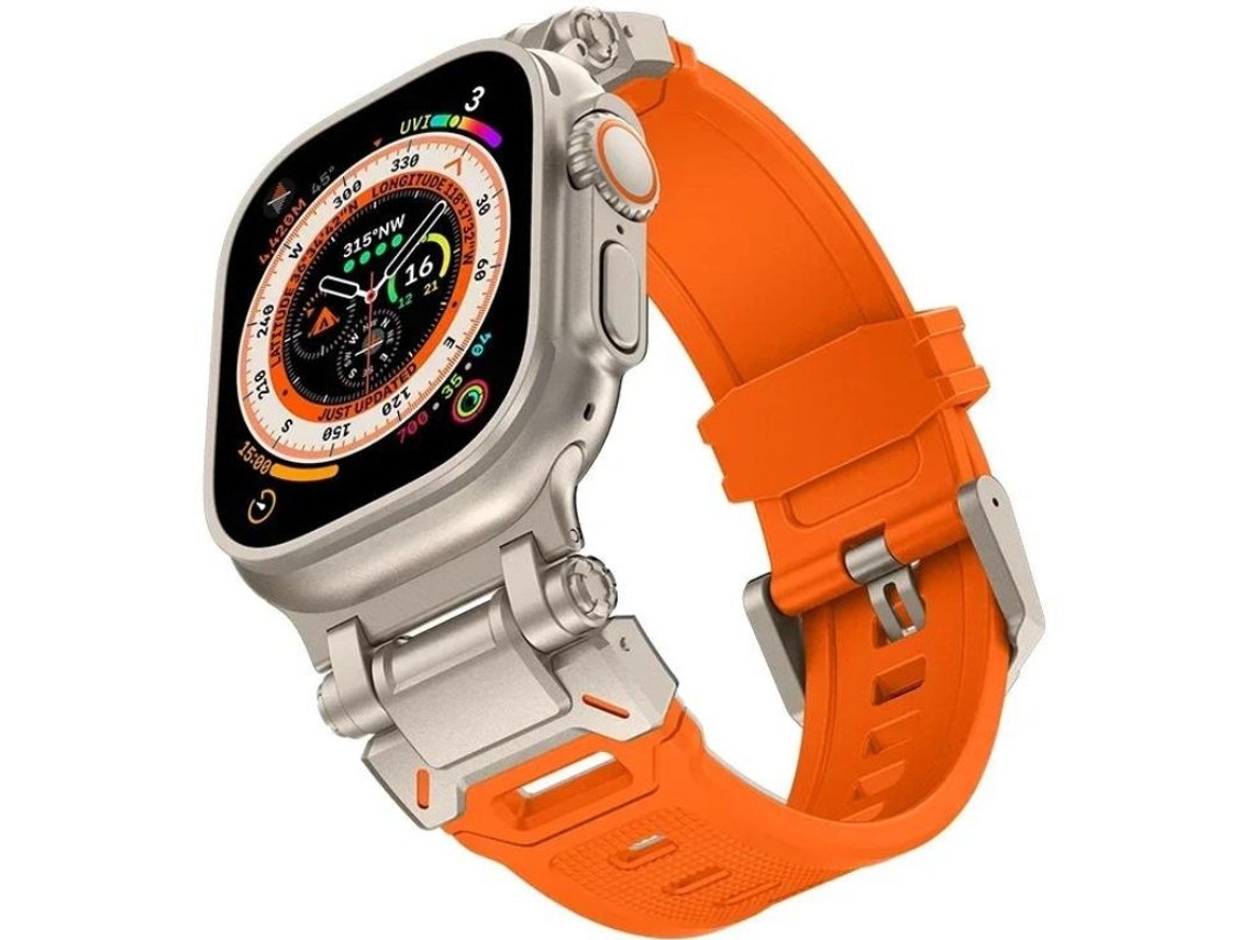 Pulseira Flexisteel para Apple Watch Series 7 41mm ORYSIN Laranja Design Resistente e Elegante