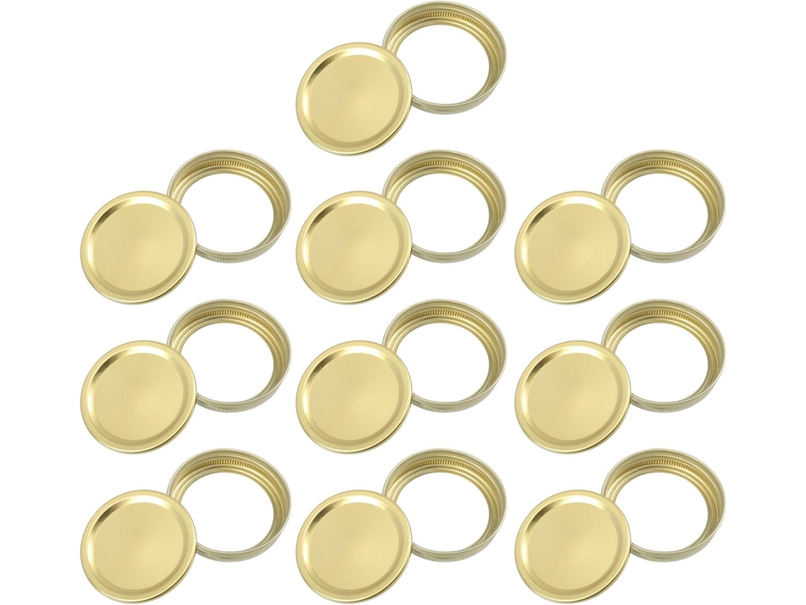 Tampas De Folha Flandres Boca Regular 20 Peças Com Anéis Vedação Metal - Conserva Herméticas Para Preservação Doméstica E Armazenamento Alimentos