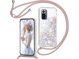 Correia Colar Nota Pescoço para Xiaomi Redmi Note 10 Pro/Note 10 Pro Max HONGWE. Silicone Textura Macia Anti-Choque Rosa