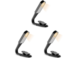 Lâmpada De Leitura Tripla, Recarregável Via Usb, Com Sensor De Toque E Clipe Flexível Para Leitura Na Cama