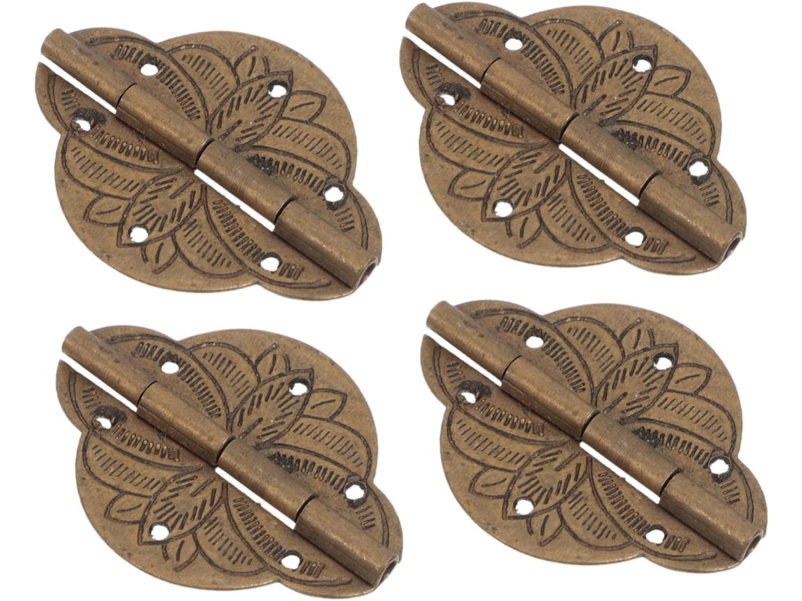 Conjunto De 4 Dobradiças Latão Antigo Para Gaveta Armário Madeira, Caixa De Joias