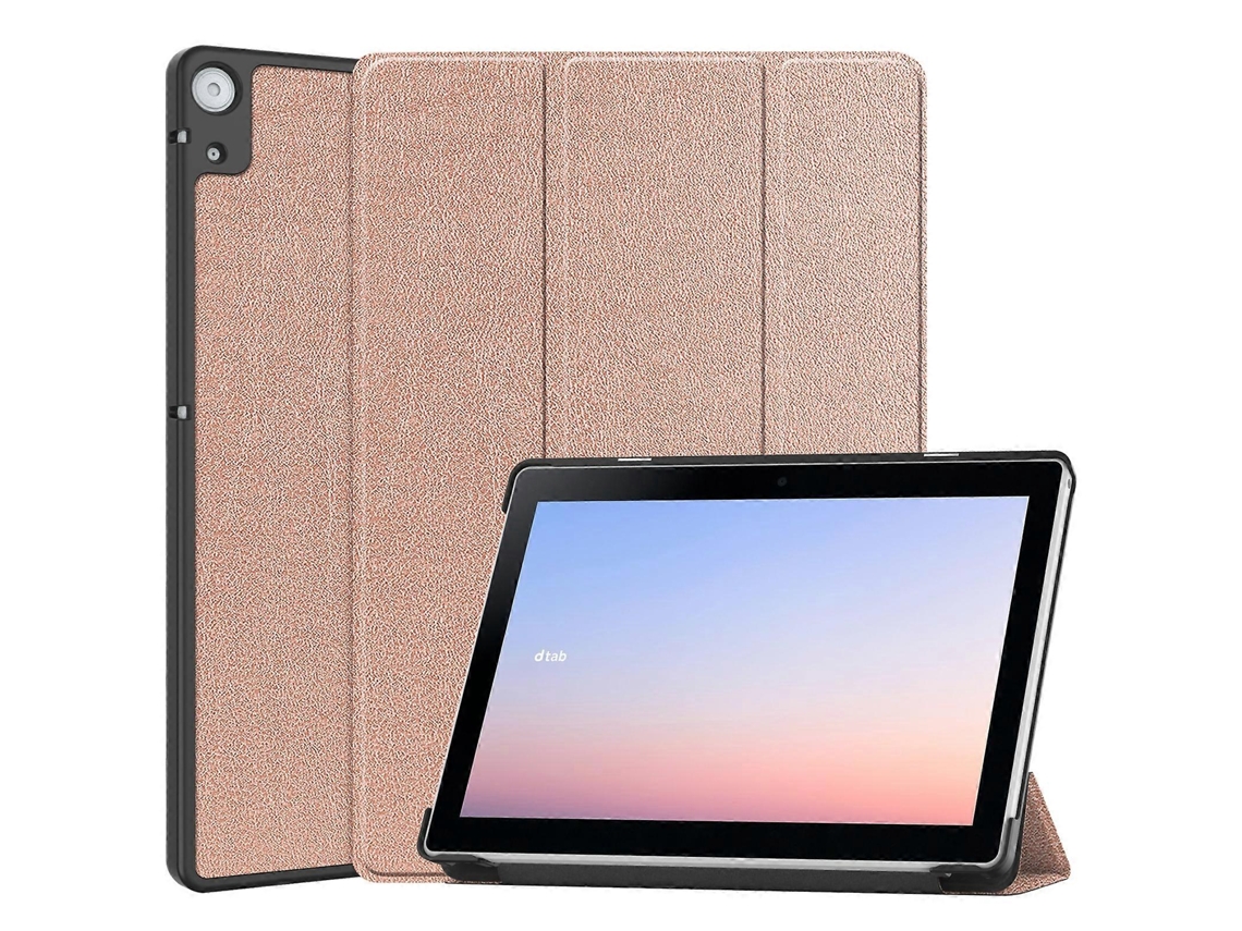 Capa de couro com textura Custer da Webake 3 dobras para tablet Docomo Dtab D 51c