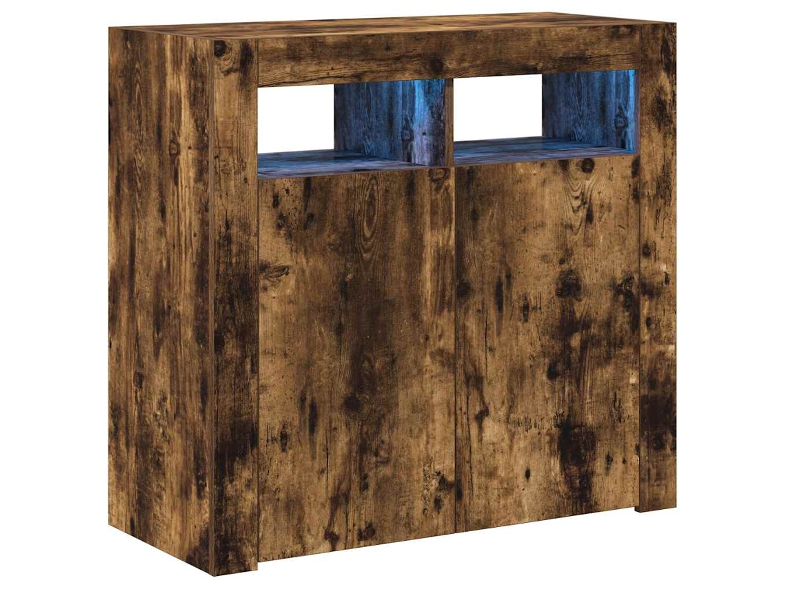 Aparador com luzes LED 80x35x75 cm Carvalho Fumê EXCLUSIVO DA MAISON