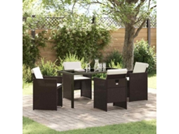 Vidaxl Conjunto De Jantar Para Jardim 5 Unid. Castanho Vime Pe