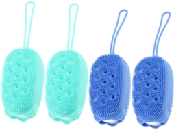 Conjunto De 4 Escovas Silicone Dupla Face Healvian Desfrute Conforto Com Esta Escova Esfoliante Portátil Para Uma