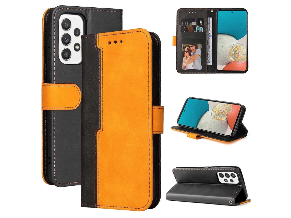 Capa De Couro Flip Com Suporte Para Samsung Galaxy A53 5g Com Costura Colorida