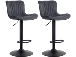 Conjunto de 2 banquetas/cadeiras altas com costura decorativa em tecido de veludo preto e pés de metal preto 10_0004329