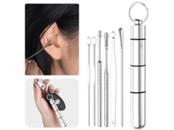 Kit de Remoção de Cera do Ouvido com Espátula em Espiral de 6 Peças, Compacto, Recarregável, Uso Diário, Higiênico, Compacto, Recarregável STELASPLEN