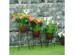 Suporte Para Plantas Em Metal, Conjunto De 3, Elegante E Moderno, Apropriado Para Vasos Até 16 Cm De Diâmetro, Cor Preta Quenty
