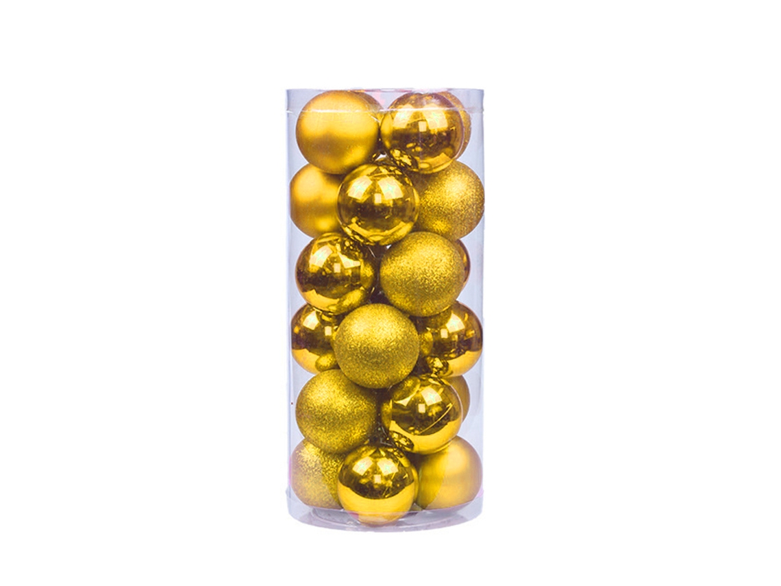 24 Peças 6 Cm Enfeites de Bola de Natal Inquebráveis para Decoração de Festa de Aniversário de Casamento de Árvore de Natal Ouro 6 Cm