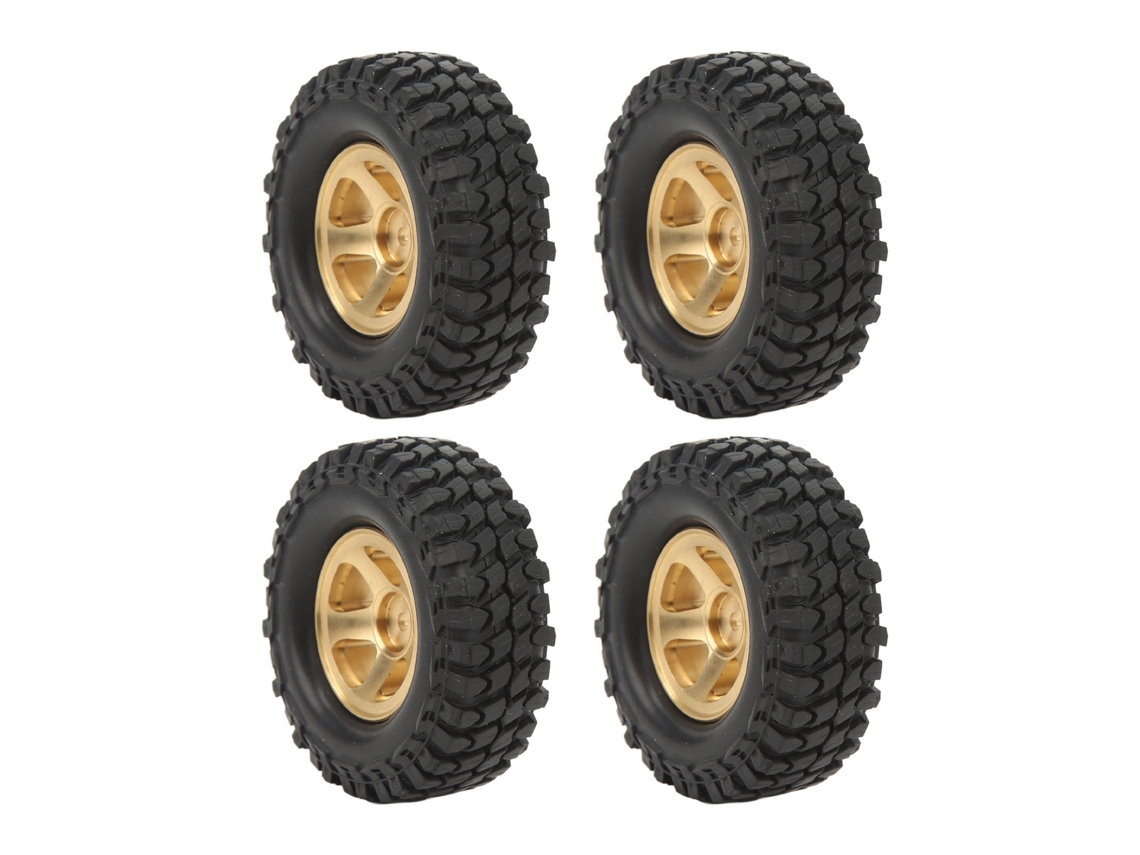 Conjunto De Rodas E Pneus De Bronze E Borracha Macia Para Carro Rc Fcx24 1/24 Crawler