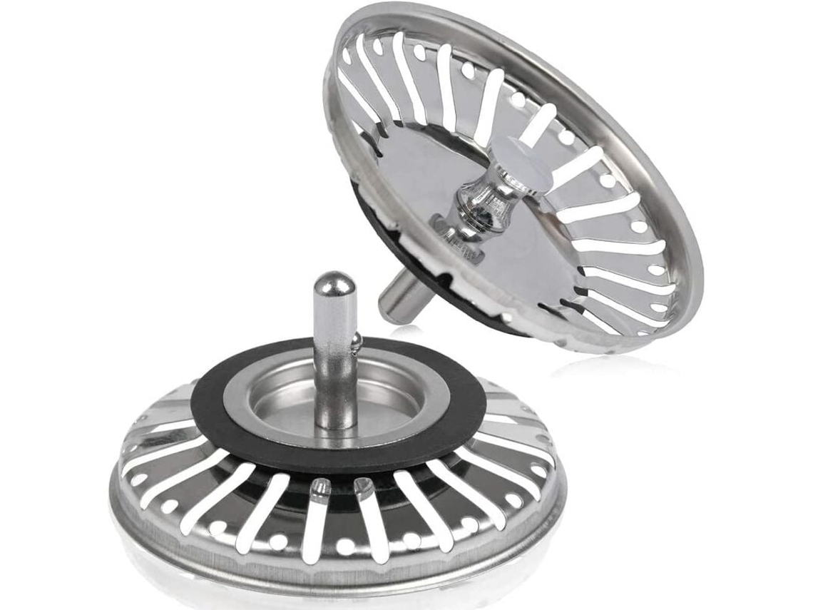 Conjunto De 2 Coadores / Tampões Para Ralo De Pia, Com 84 Mm De Diâmetro E Ponta Esférica, Em Aço Inoxidável