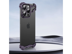 Capa Ultrafina Sem Bordas Com Cantos De Metal E Protetor De Lente Para Iphone 16 Pro Max - Roxa