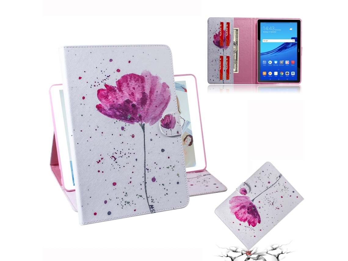 Capa‑flip Horizontal Padrão Orquídea Roxa Halinuia, Suporte, Ranhura Cartão E Carteira Para Huawei Mediapad T5