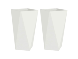 Conjunto 2 Caixa De Vaso Vidaxl Branco Aço (40 X 40 X 75 Cm)