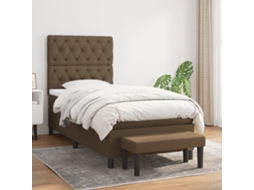 Vidaxl Cama Com Molas/colchão 80x200 Cm Tecido Castanho-escuro