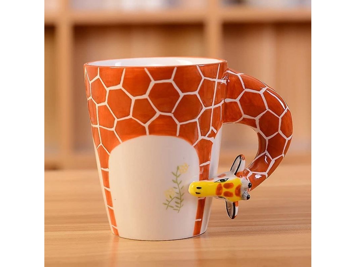 Caneca de Café Nova Line 12 Oz Cerâmica 3D Girafa Pintada à Mão S/MARCA