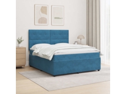 Vidaxl Cama Box Com Led E Colchão Azul 180 X 200 Cm Veludo