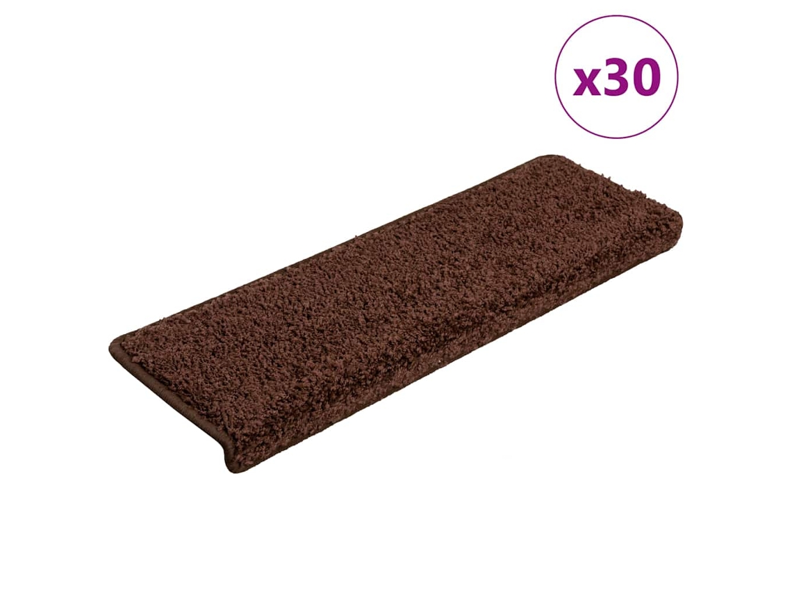 Vidaxl Tapetes De Escada 30 Peças 65x21x4 Cm Marrom Com Borda Retangular