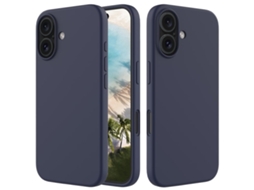 Capa De Silicone Para Iphone 16 Plus - Cor Sólida, Proteção Fina E Antiaderente - Azul Meia-noite