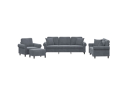 Conjunto de Sofás MAISON EXCLUSIVE 4 peças veludo cinzento escuro com almofadas