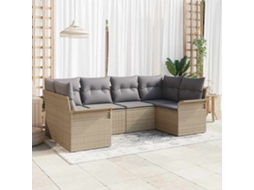 Vidaxl Conjunto De Sofá De Jardim 6 Pcs Bege Rattan Sintético